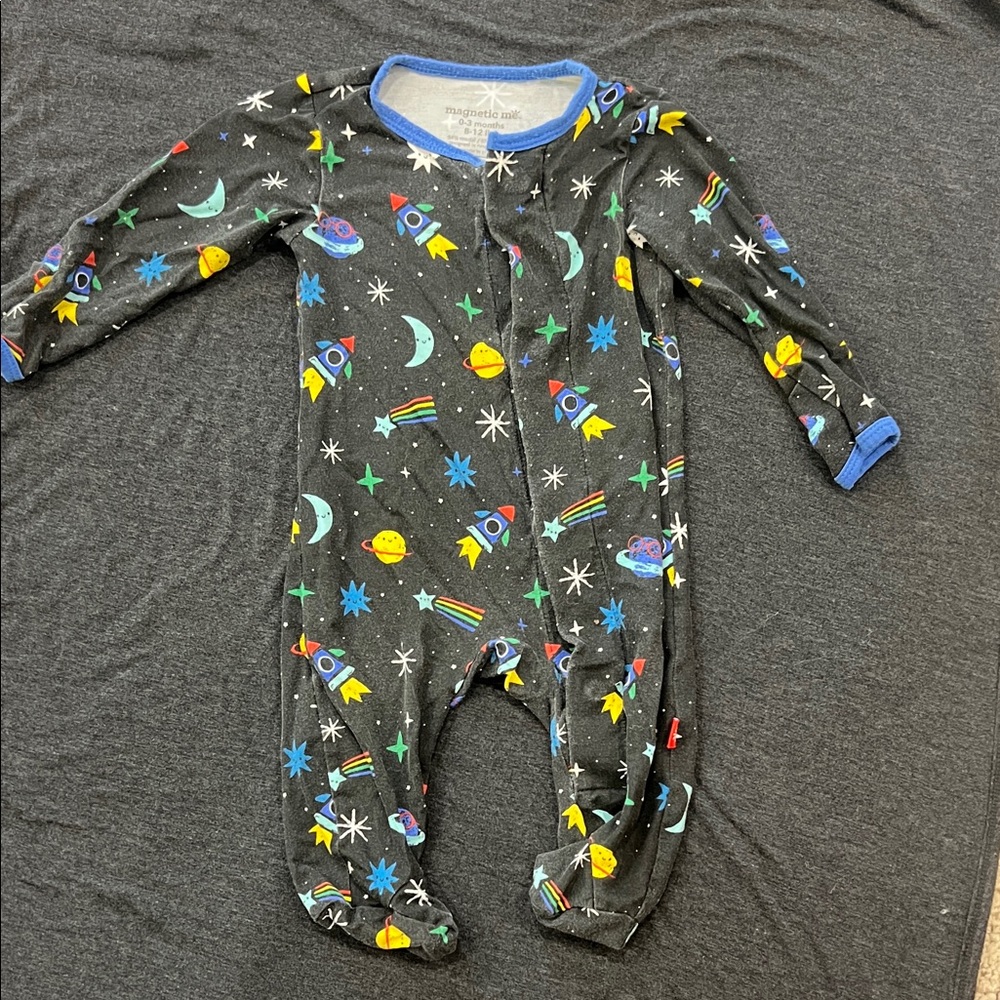 Magnetic Me Rocket and Planet Footie - Multicolor on Gray